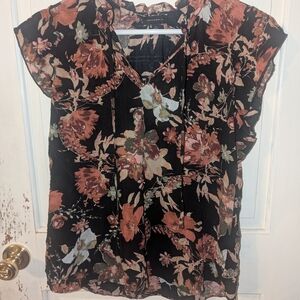 Floral Black and Pink Women's Top